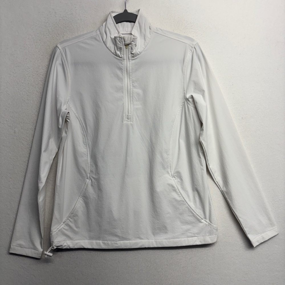 Lady Hagen White 1/2 Zip Pullover Sweater Pockets White S Nylon Stretch